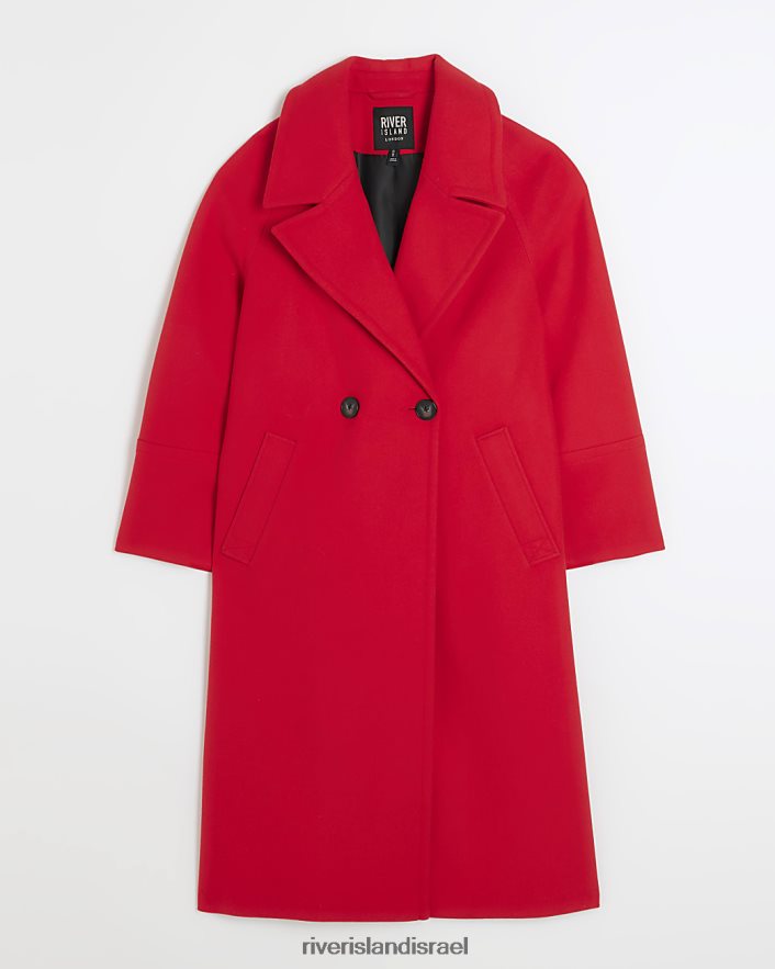 לבוש River Island מעיל אוברסייז בתערובת צמר אָדוֹם נשים BDZ40816