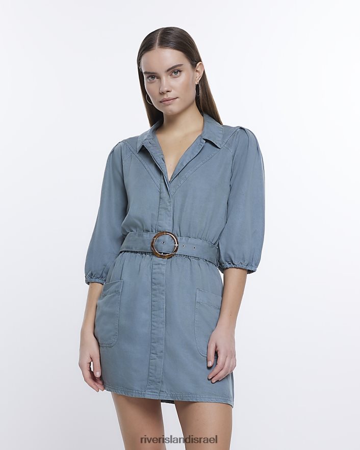 לבוש River Island שמלת מיני חולצה עם שרוולים נפוחים חָקִי נשים BDZ4081700
