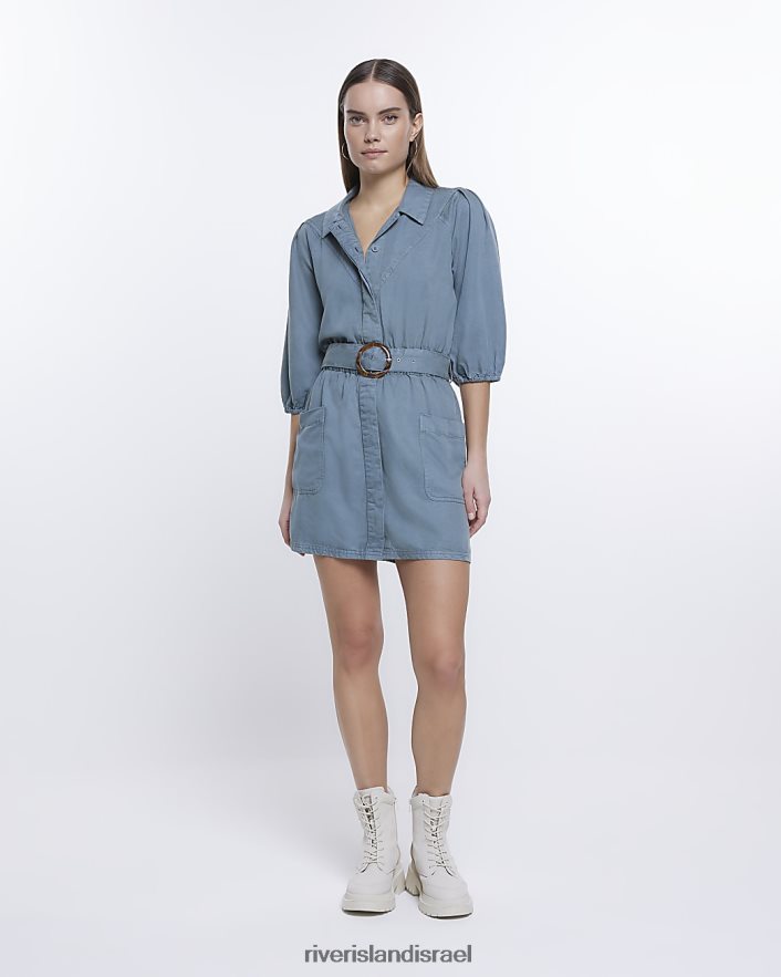 לבוש River Island שמלת מיני חולצה עם שרוולים נפוחים חָקִי נשים BDZ4081700