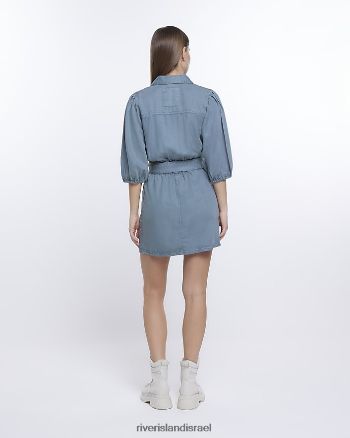 לבוש River Island שמלת מיני חולצה עם שרוולים נפוחים חָקִי נשים BDZ4081700