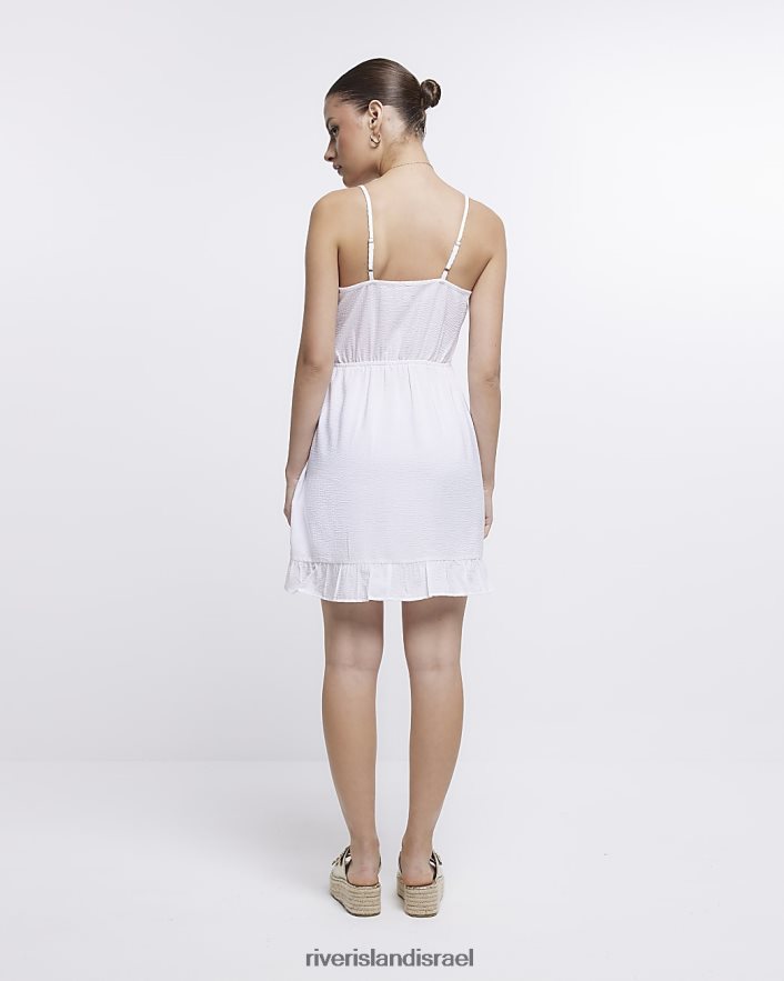 לבוש River Island שמלת מיני מעטפת סלסולים לבן נשים BDZ4081709