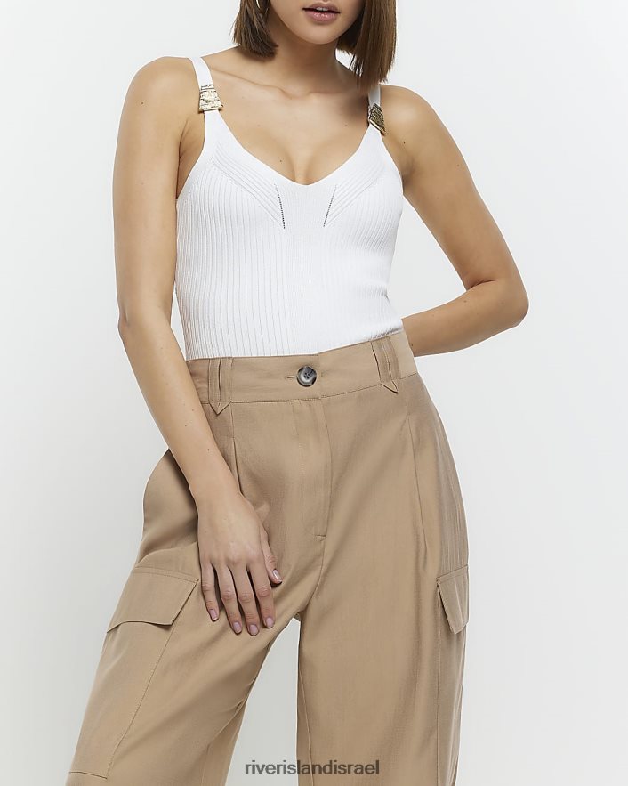 לבוש River Island אפוד משולש מצולע לבן נשים BDZ4081739
