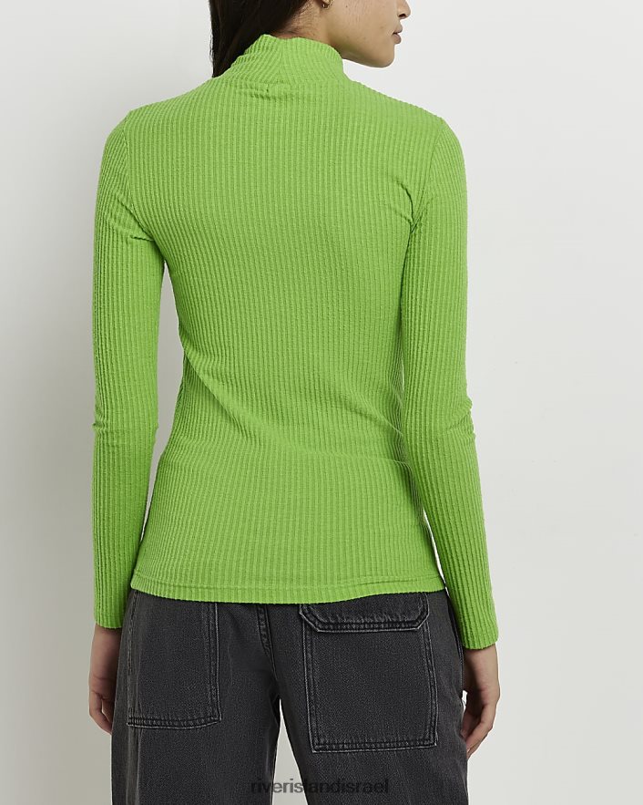 לבוש River Island חולצה עם צווארון גולף ירוק נשים BDZ4081745