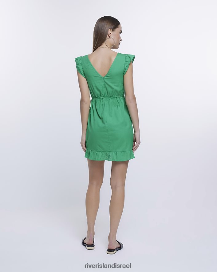 לבוש River Island שמלת מיני בגזרת פשתן ירוק נשים BDZ4081769