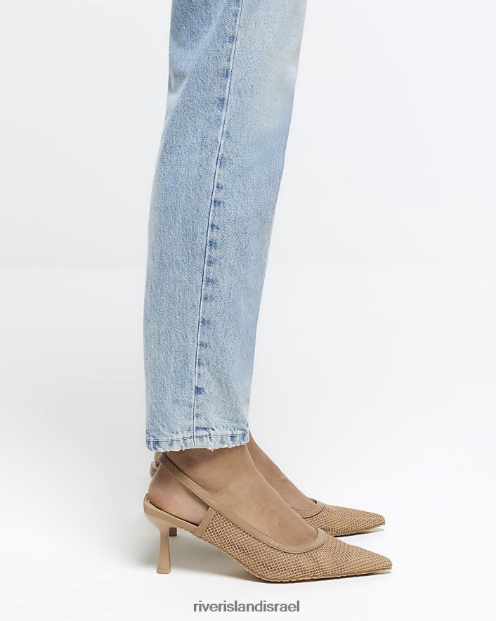 הַנעָלָה River Island נעלי רשת עם עקבים בגזרה רחבה בז' נשים BDZ408176