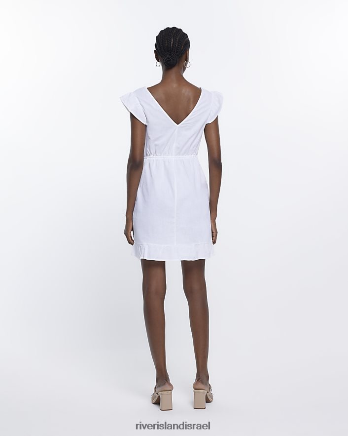 לבוש River Island שמלת מיני בגזרת פשתן לבן נשים BDZ4081772