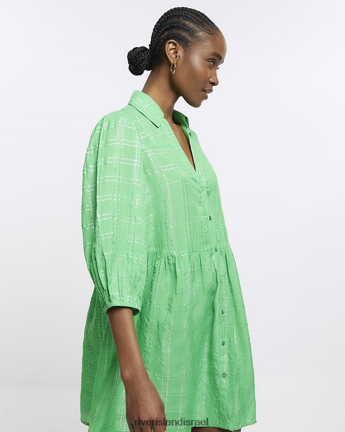 לבוש River Island שמלת מיני חולצה סמוקי ירוק נשים BDZ4081775