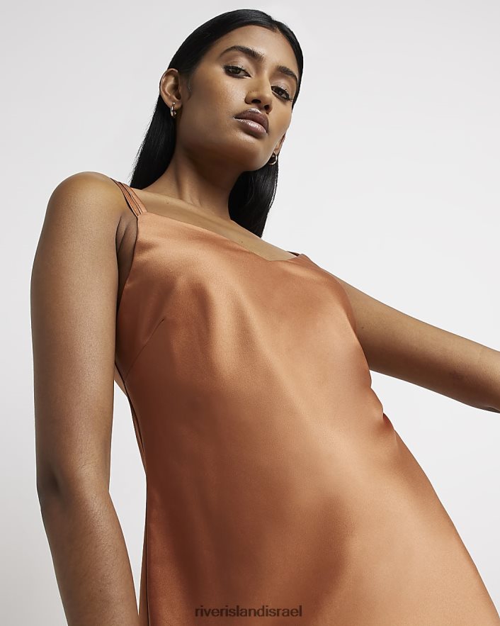 לבוש River Island שמלת מידי סאטן חֲלוּדָה נשים BDZ4081780