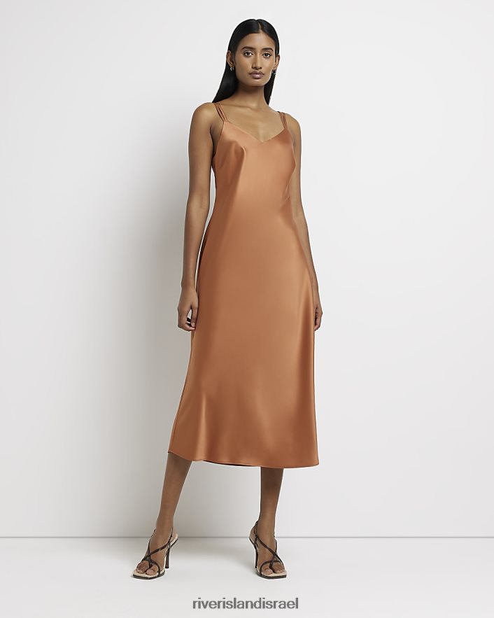לבוש River Island שמלת מידי סאטן חֲלוּדָה נשים BDZ4081780