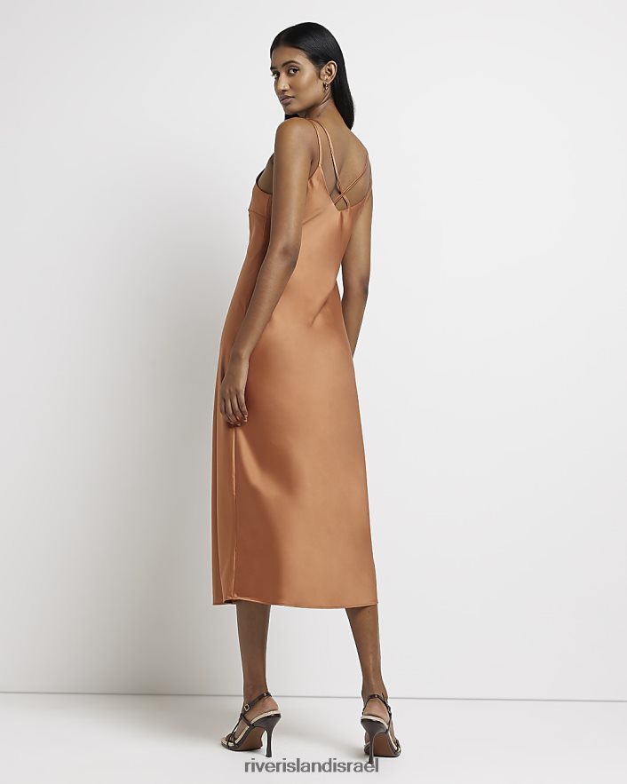 לבוש River Island שמלת מידי סאטן חֲלוּדָה נשים BDZ4081780