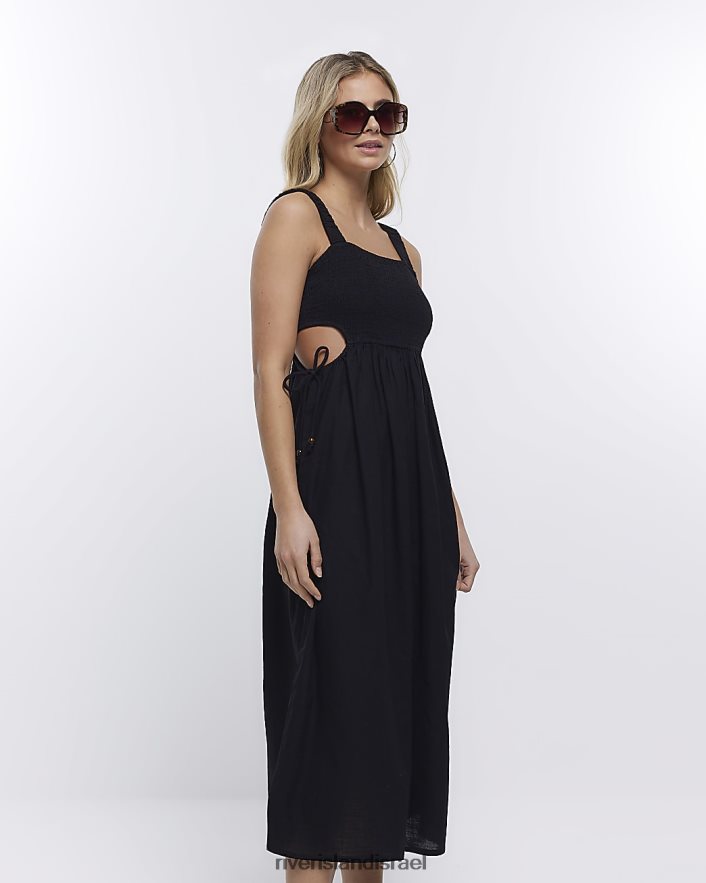 לבוש River Island שמלת מקסי חוף חתוכה שָׁחוֹר נשים BDZ4081793