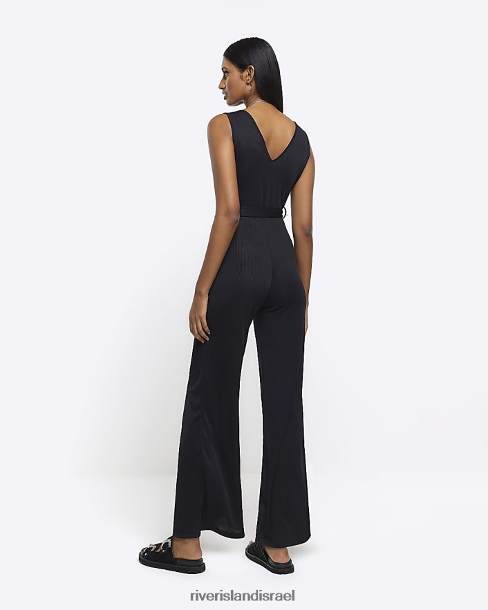 לבוש River Island סרבל התלקחות חגורה שָׁחוֹר נשים BDZ4081799