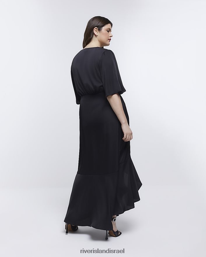 לבוש River Island קולקציית שושבינה מקסי בד סאטן שָׁחוֹר נשים BDZ4081807