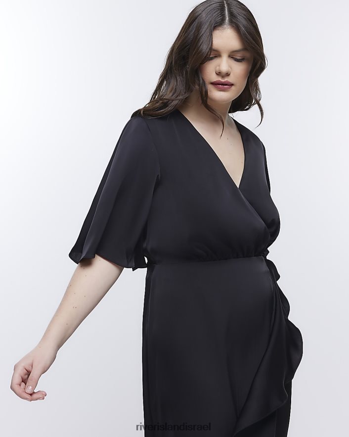 לבוש River Island קולקציית שושבינה מקסי בד סאטן שָׁחוֹר נשים BDZ4081807