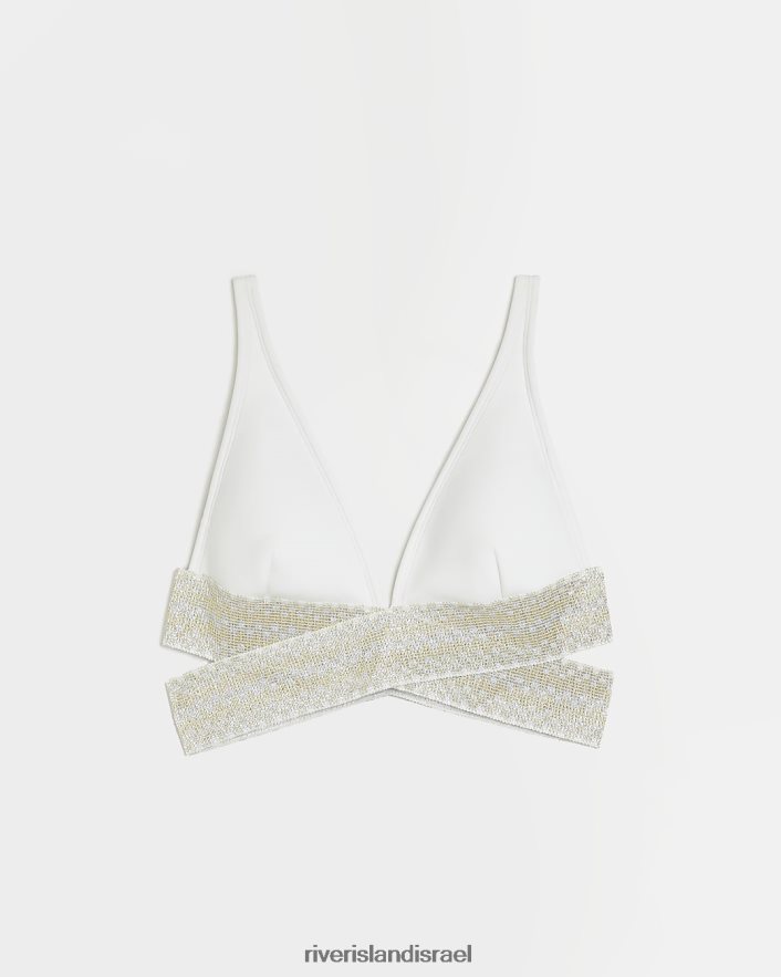 לבוש River Island חלק עליון ביקיני עמוק לבן נשים BDZ4081820