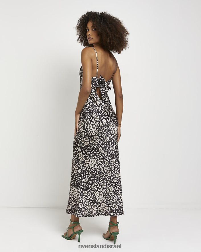 לבוש River Island שמלת מידי סאטן בהדפס נמר חָקִי נשים BDZ4081833