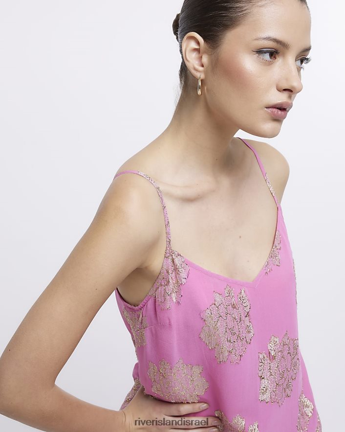 לבוש River Island שמלת מקסי נקודתית וָרוֹד נשים BDZ4081836