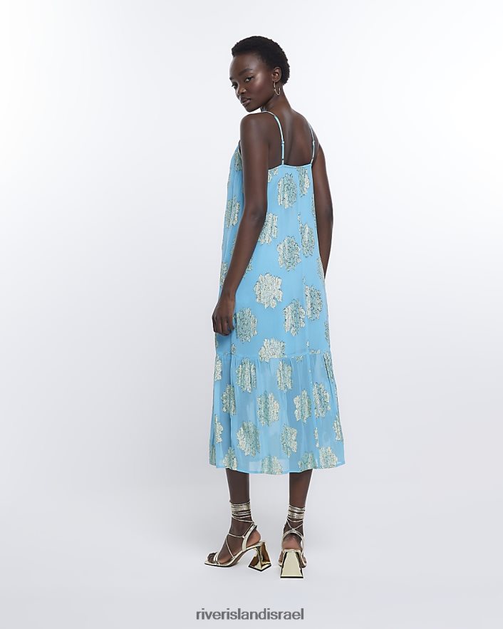 לבוש River Island שמלת מקסי נקודתית כְּחוֹל נשים BDZ4081837