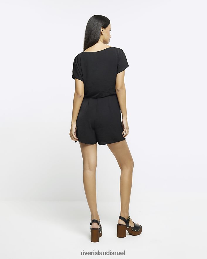 לבוש River Island לעטוף חליפת משחק עם שרוולים קצרים שָׁחוֹר נשים BDZ4081854