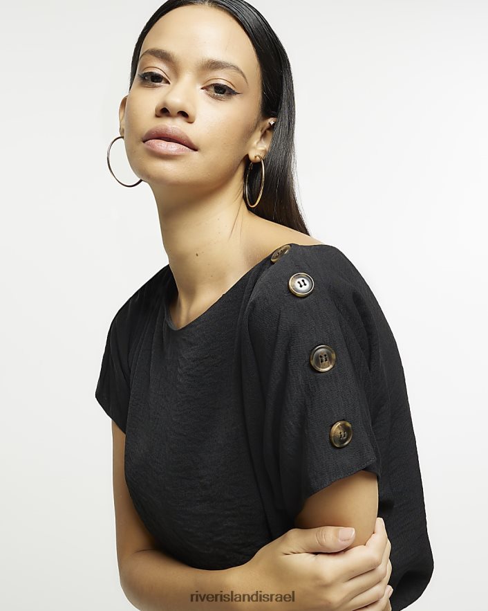 לבוש River Island לעטוף חליפת משחק עם שרוולים קצרים שָׁחוֹר נשים BDZ4081854