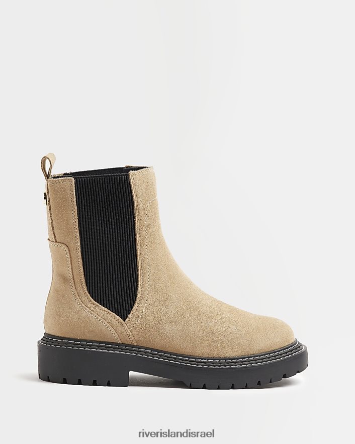 הַנעָלָה River Island מגפי זמש בגזרה רחבה בז' נשים BDZ4081855