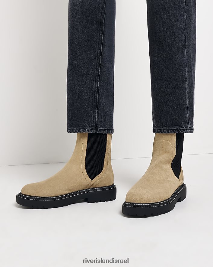 הַנעָלָה River Island מגפי זמש בגזרה רחבה בז' נשים BDZ4081855