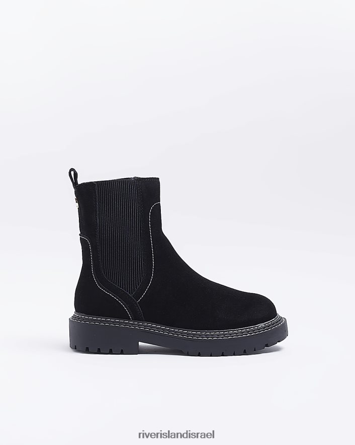 הַנעָלָה River Island מגפי זמש בגזרה רחבה שָׁחוֹר נשים BDZ4081856