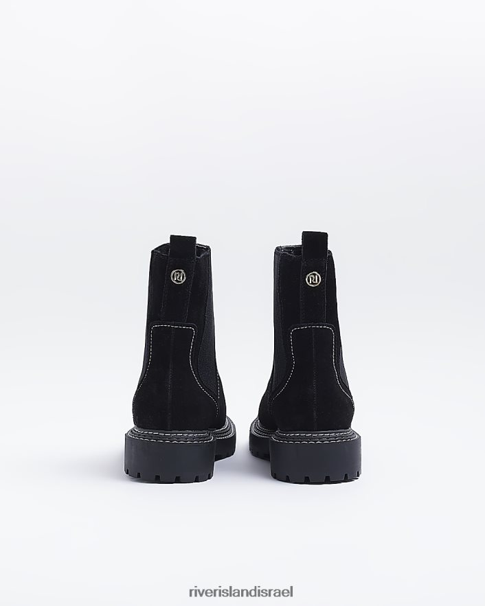 הַנעָלָה River Island מגפי זמש בגזרה רחבה שָׁחוֹר נשים BDZ4081856