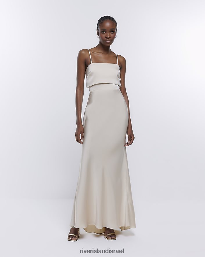 לבוש River Island שמלת מקסי בנד שושבינה קרם נשים BDZ4081870