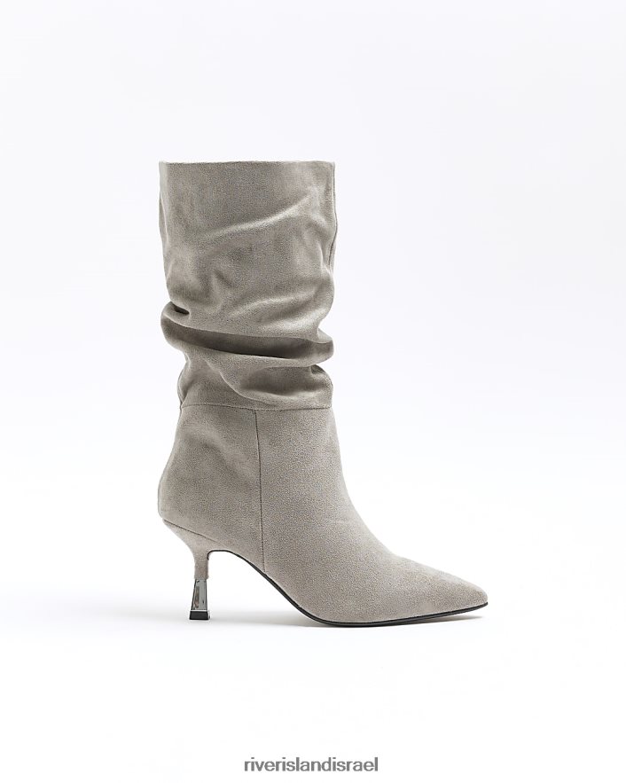 הַנעָלָה River Island מגפי זמש עם עקבים סלואו אפור נשים BDZ408188