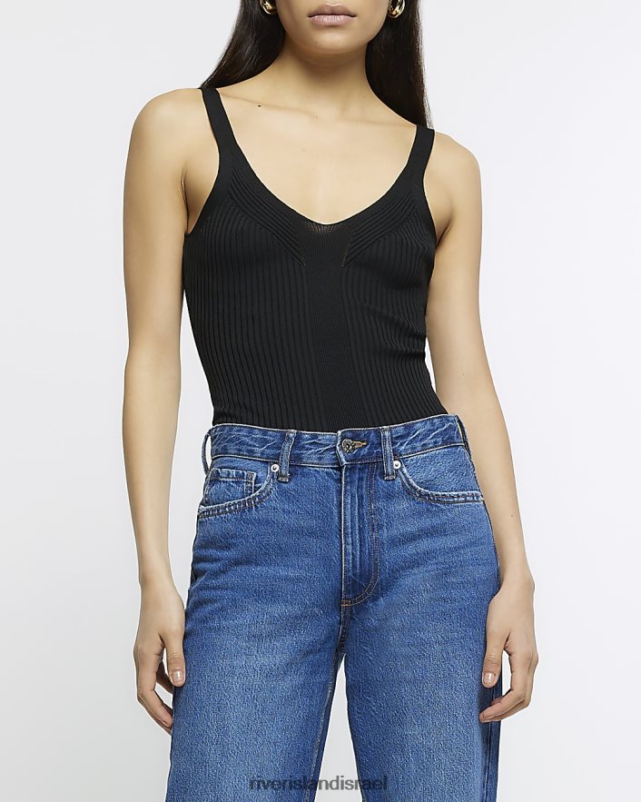 לבוש River Island אפוד סרוג מצולע שָׁחוֹר נשים BDZ4081883