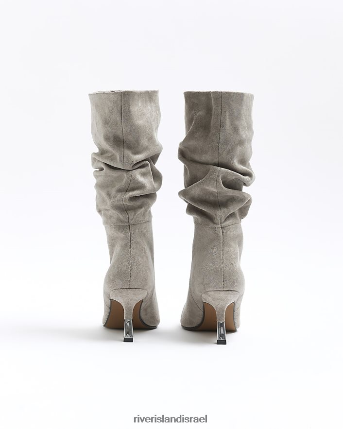 הַנעָלָה River Island מגפי זמש עם עקבים סלואו אפור נשים BDZ408188