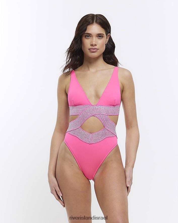 לבוש River Island לעטוף בגד ים עמוק וָרוֹד נשים BDZ4081890