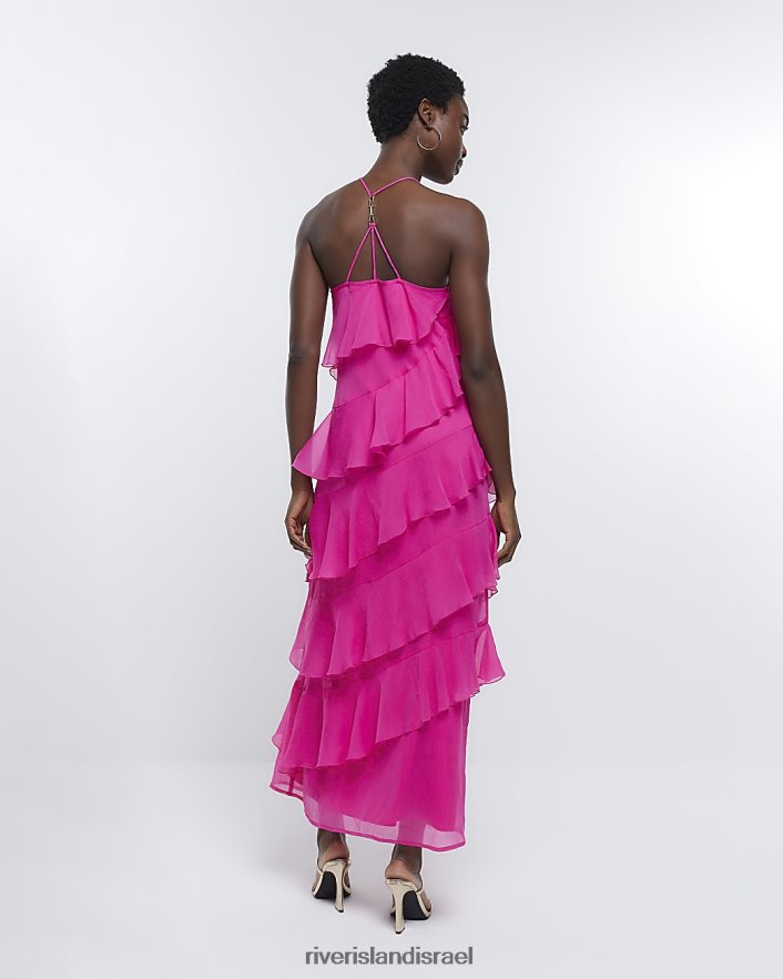 לבוש River Island שמלת מקסי סלסול וָרוֹד נשים BDZ4081893