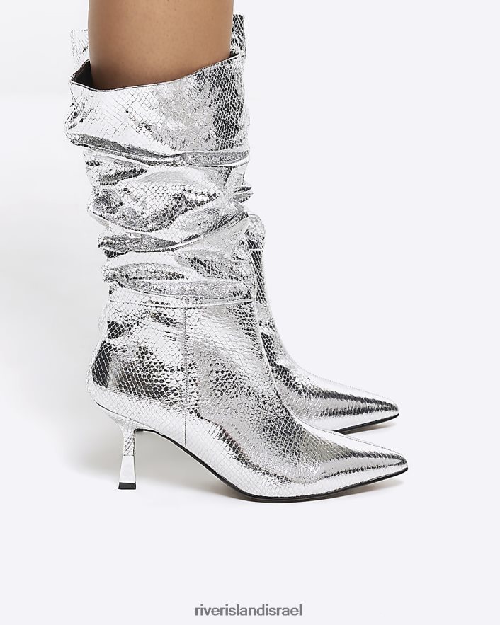 הַנעָלָה River Island מגפיים מטאליים עם עקבים נפוחים כסף נשים BDZ408189