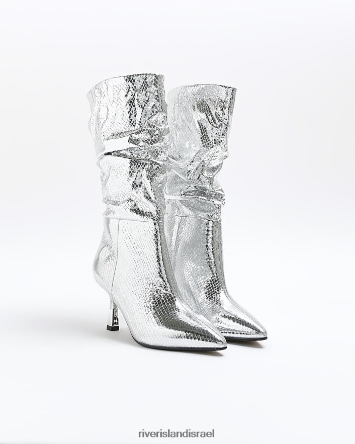 הַנעָלָה River Island מגפיים מטאליים עם עקבים נפוחים כסף נשים BDZ408189