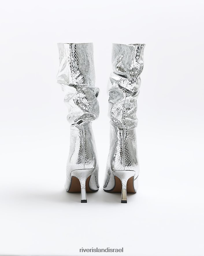הַנעָלָה River Island מגפיים מטאליים עם עקבים נפוחים כסף נשים BDZ408189