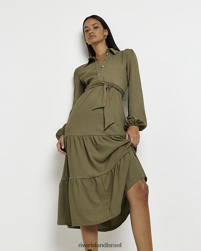 לבוש River Island שמלת חולצת מידי עם שרוולים ארוכים חָקִי נשים BDZ4081921