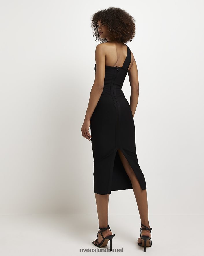 לבוש River Island שמלת מידי כתף אחת שָׁחוֹר נשים BDZ4081928