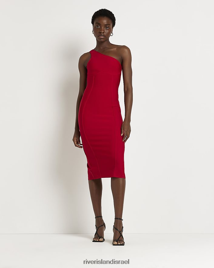 לבוש River Island שמלת מידי כתף אחת אָדוֹם נשים BDZ4081930