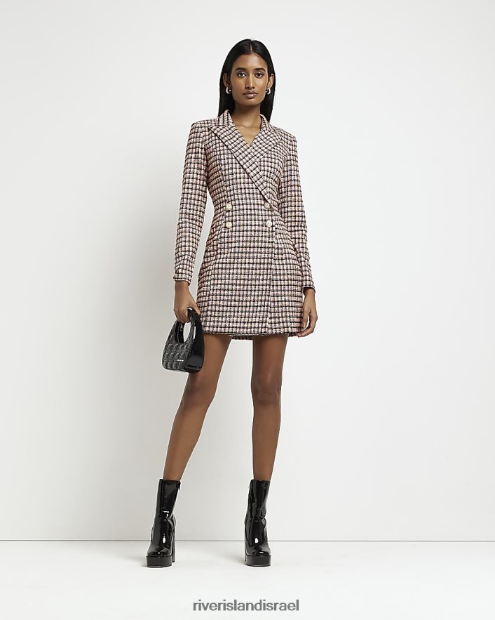 לבוש River Island שמלת בלייזר מיני צ'ק בוקל שָׁחוֹר נשים BDZ4081947