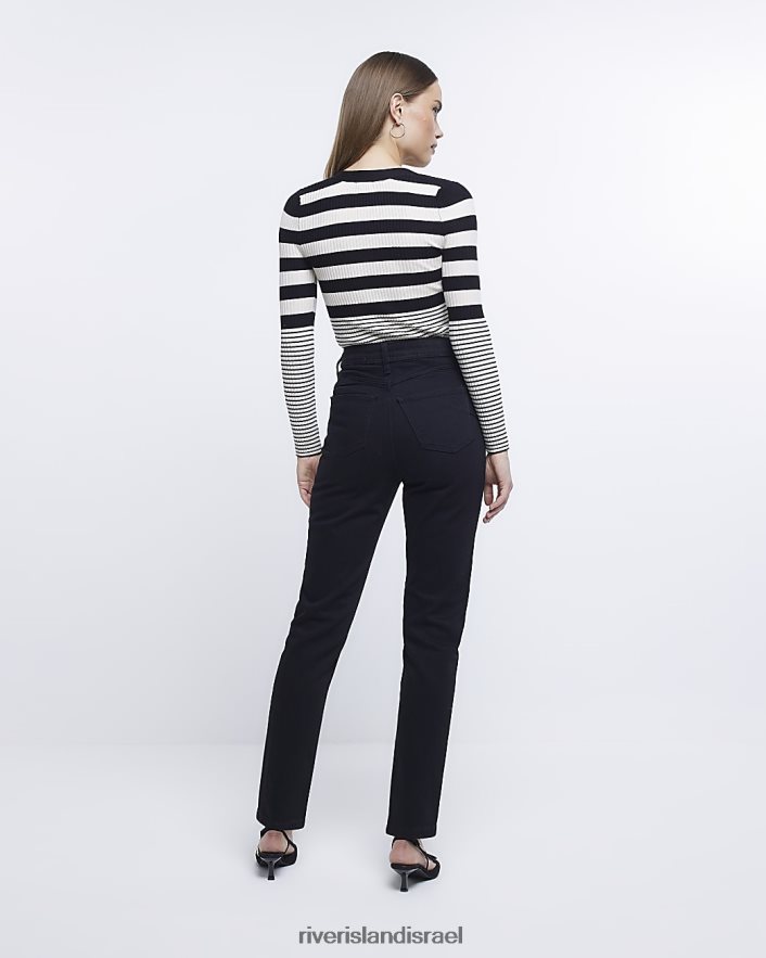 לבוש River Island ג'ינס אמא בגזרה גבוהה שָׁחוֹר נשים BDZ4081949