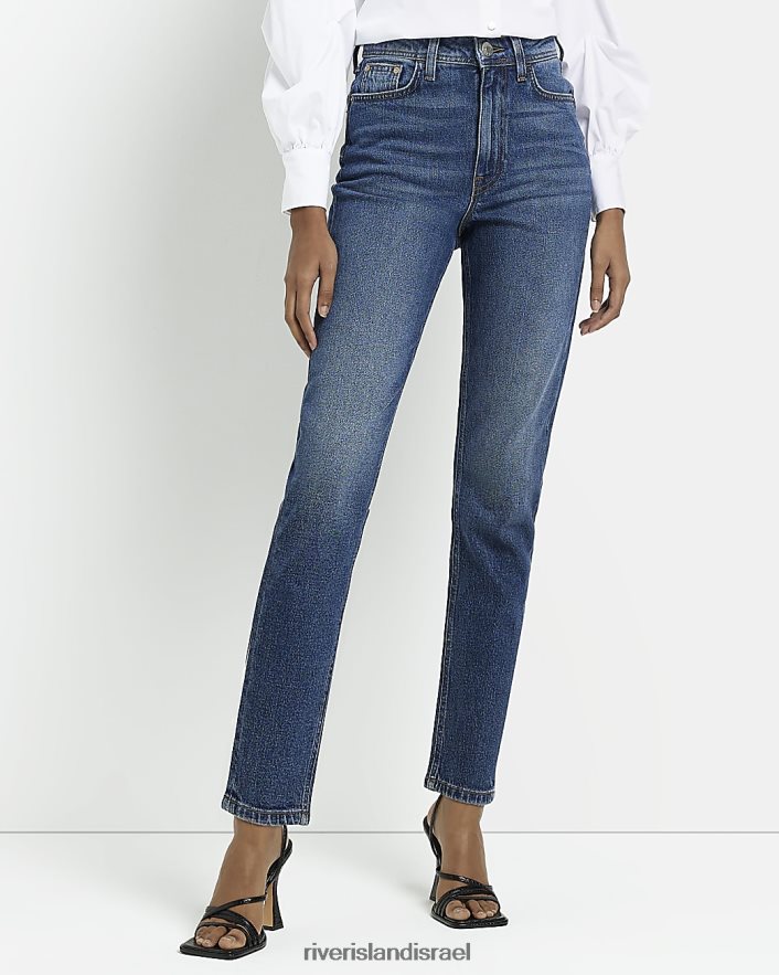 לבוש River Island ג'ינס אמא מחטב עם מותן גבוה כְּחוֹל נשים BDZ4081951