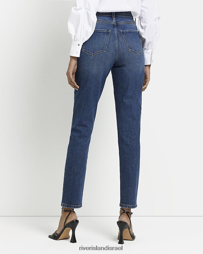 לבוש River Island ג'ינס אמא מחטב עם מותן גבוה כְּחוֹל נשים BDZ4081951