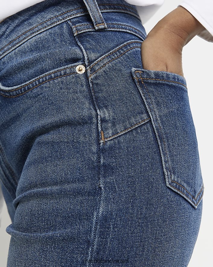 לבוש River Island ג'ינס אמא מחטב עם מותן גבוה כְּחוֹל נשים BDZ4081951