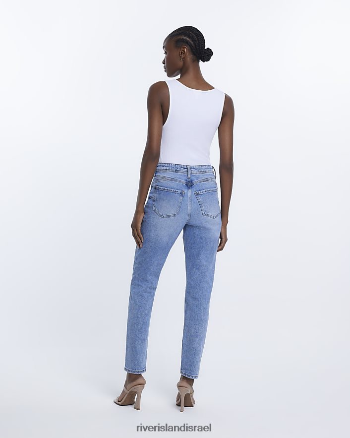 לבוש River Island מכנסי ג'ינס אמא קרועים כְּחוֹל נשים BDZ4081952