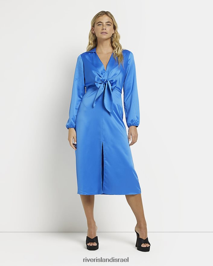 לבוש River Island שמלת מידי חולצת קשת כְּחוֹל נשים BDZ4081953