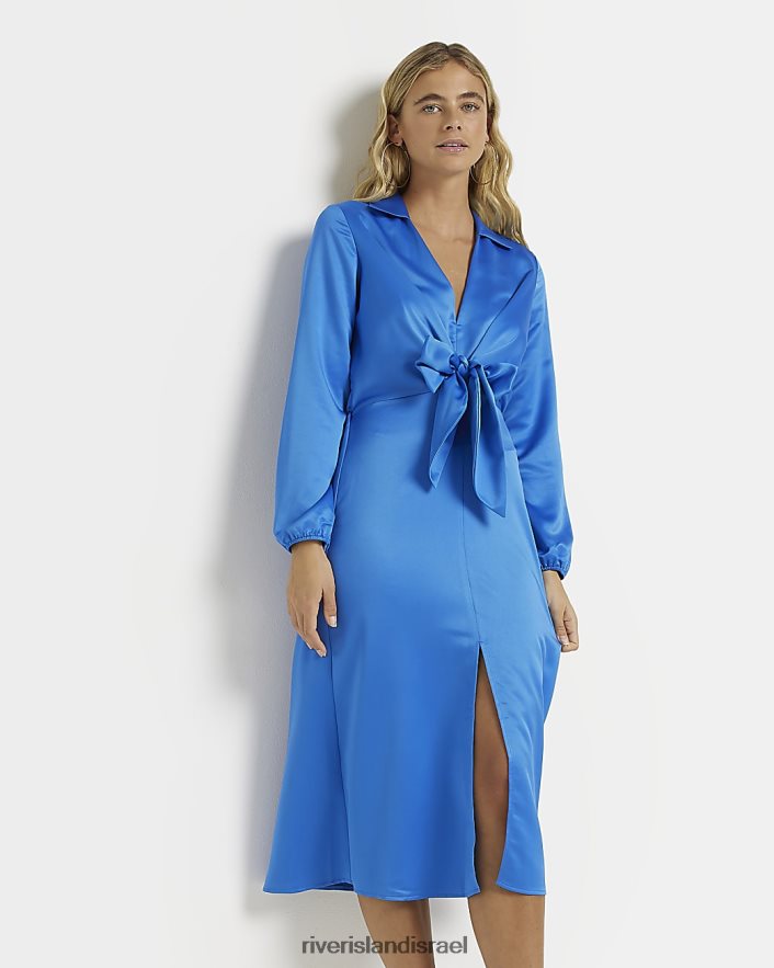 לבוש River Island שמלת מידי חולצת קשת כְּחוֹל נשים BDZ4081953
