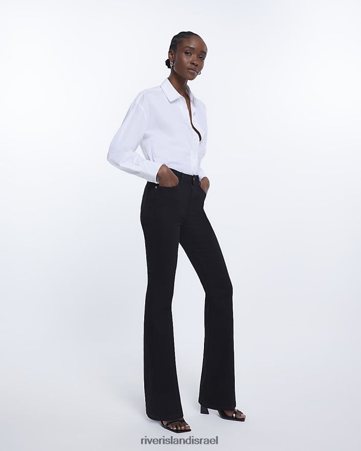לבוש River Island ג'ינס מתרחב בגובה בינוני שָׁחוֹר נשים BDZ4081973