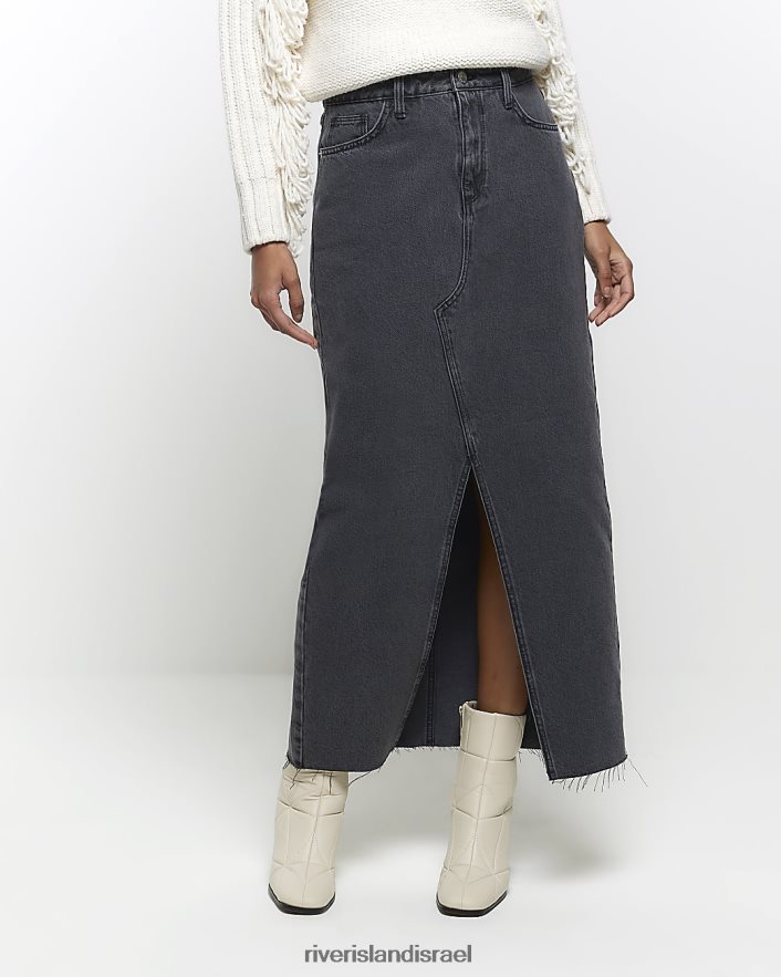 לבוש River Island חצאית מקסי מכפלת מפוצלת אפור נשים BDZ408198